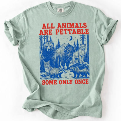 Funny Wildlife T-Shirt – Vintage All Animals Are Pettable Premium Shirt