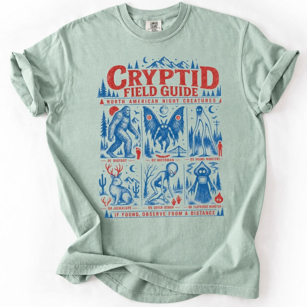 Vintage Cryptid T-Shirt – Bigfoot & Mothman Field Guide- Premium Shirt