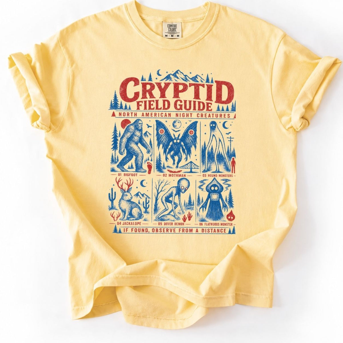 Vintage Cryptid T-Shirt – Bigfoot & Mothman Field Guide- Premium Shirt