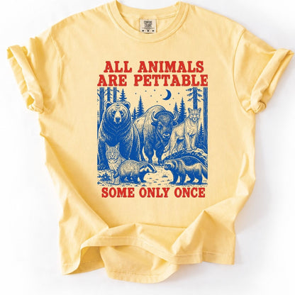 Funny Wildlife T-Shirt – Vintage All Animals Are Pettable Premium Shirt