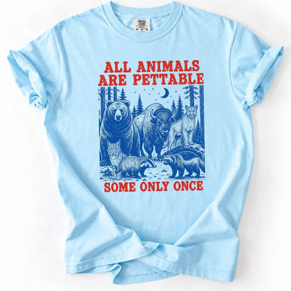 Funny Wildlife T-Shirt – Vintage All Animals Are Pettable Premium Shirt