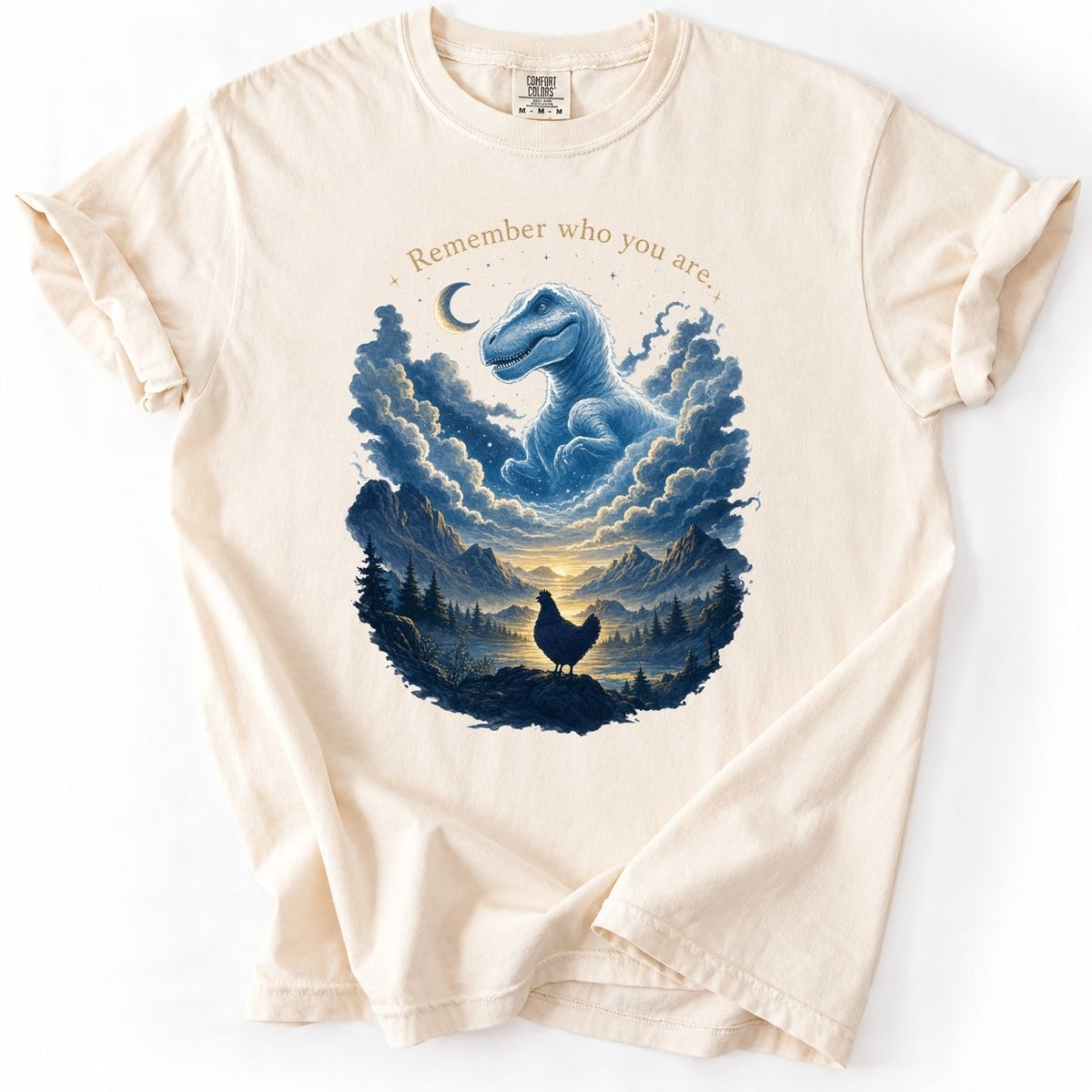 Funny Chicken and Dinosaur Graphic Tee – Remember Who You Are Premium T-Shirt