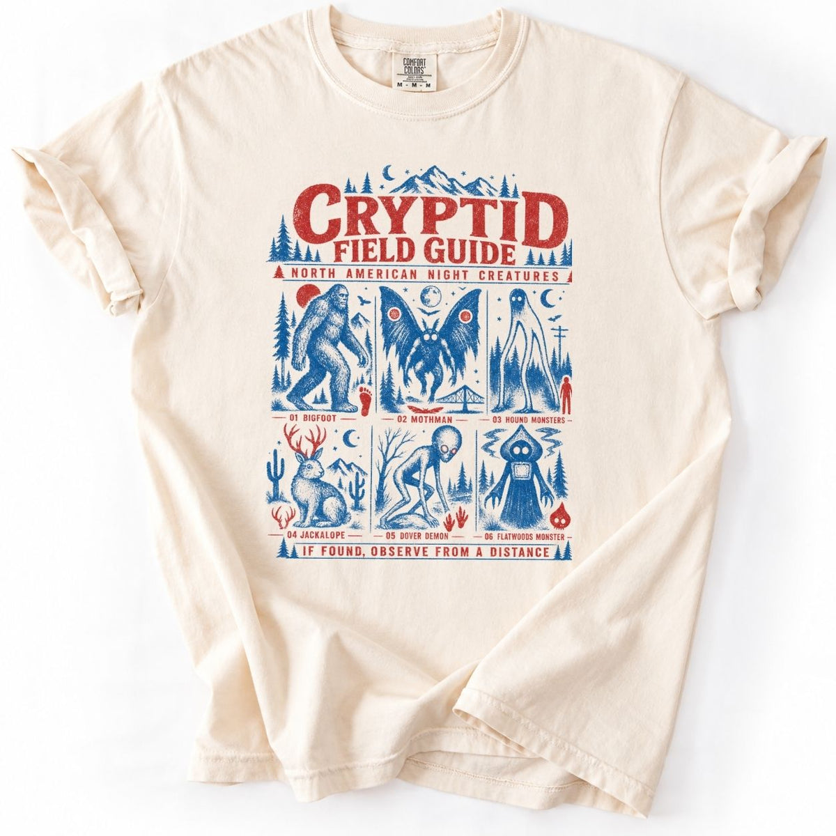 Vintage Cryptid T-Shirt – Bigfoot & Mothman Field Guide- Premium Shirt