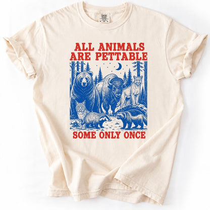 Funny Wildlife T-Shirt – Vintage All Animals Are Pettable Premium Shirt