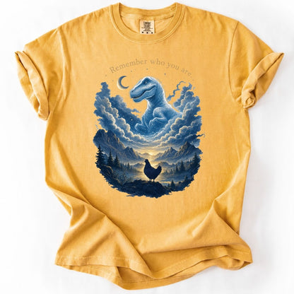 Funny Chicken and Dinosaur Graphic Tee – Remember Who You Are Premium T-Shirt