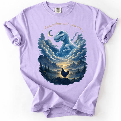 Funny Chicken and Dinosaur Graphic Tee – Remember Who You Are Premium T-Shirt